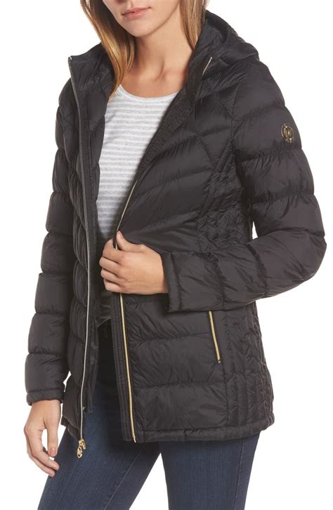 down jacket michael kors black|Michael Kors water resistant jacket.